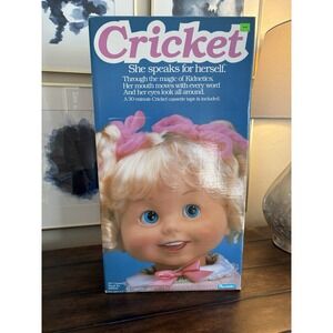 Vtg 1980s Playmates Cricket Talking Doll,  Original Box/2 Tapes/Booklet & Outfit